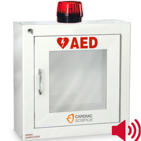 Cardiac Science Semi-Recessed Wall Cabinet with Alarm & Strobe, Security Enabled